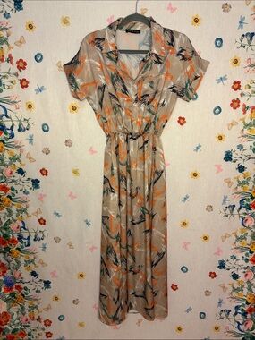 CCK STYLE - Casual Abstract Print Maxi Dress Button Top Front Pocket Size Small